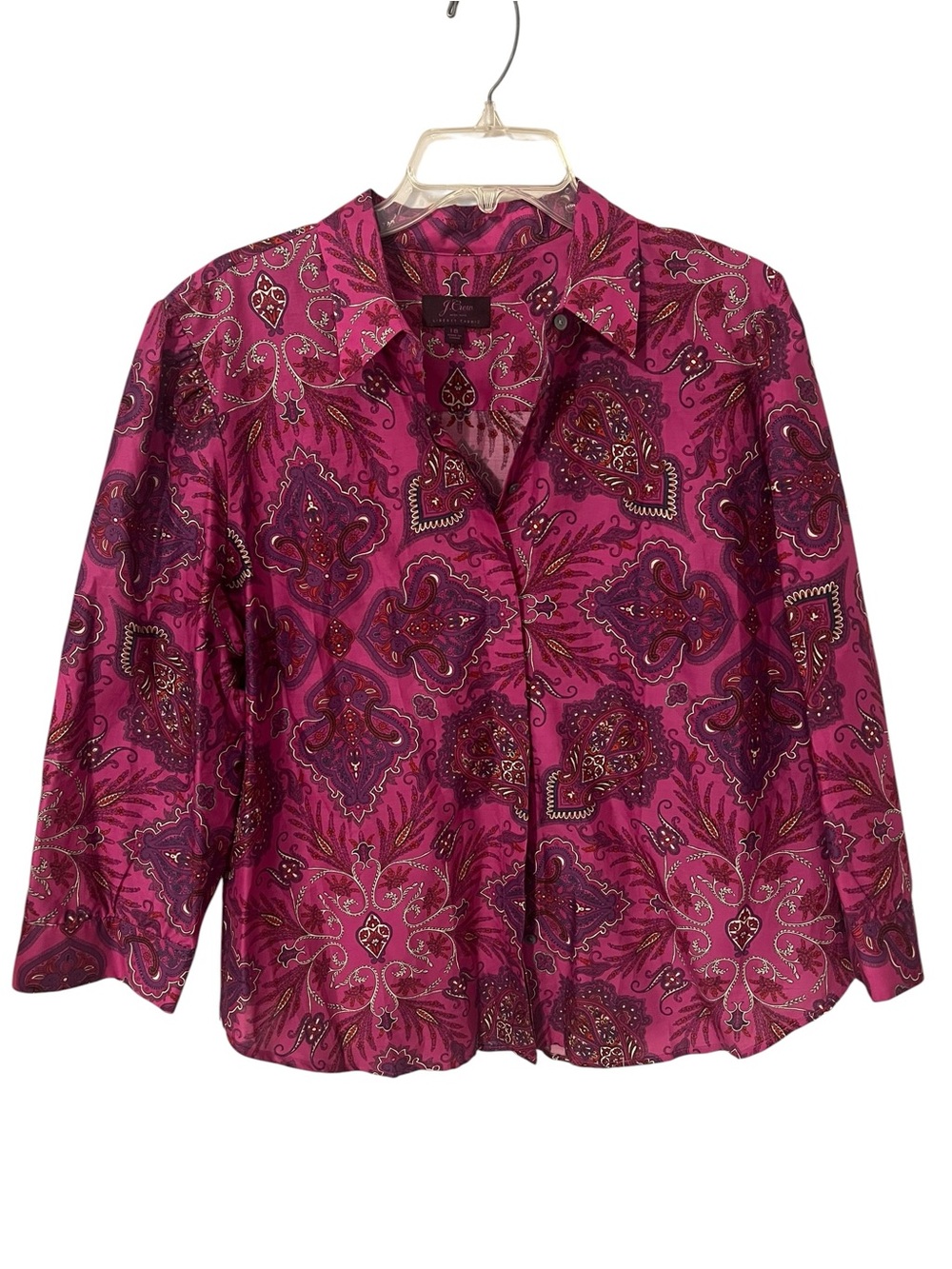 J.Crew Liberty London Paisley Button Front Shirt US 18 Pink Purple Cotton Blouse